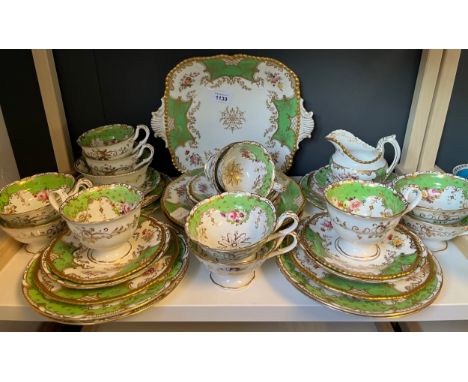 Antique English floral design tea service- 36 pieces. 