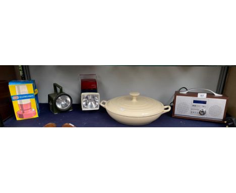 A Selection of vintage flash lights, French style pot etc 