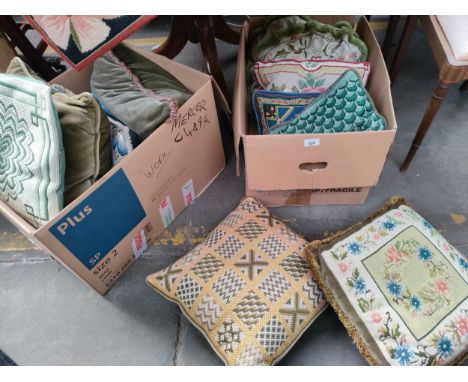 2 Large boxes of vintage display cushions 