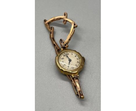 Antique/ vintage 9ct yellow gold ladies watch- swiss made workings. [6.84grams without workings] 