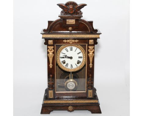 Edwardian gilt mounted walnut shelf clock with striking movement 