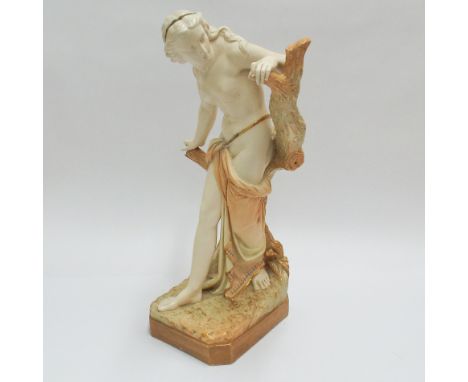 Large Royal Worcester porcelain figure  of a semi clad classical bather, 39 cms high  Restoration and re-spray to the head an