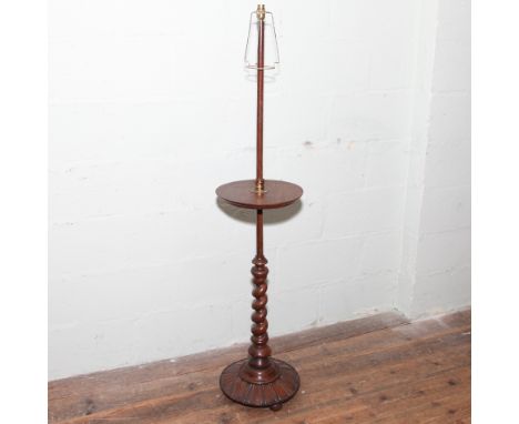 Victorian barleytwist coloumn rosewood pole screen converted to a lamp standard 