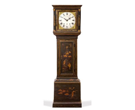 BILBY DORLING, ST. EDMUNDS, BURY A George III japanned grandmother clock, the 10" square brass dial with silvered Roman chapt