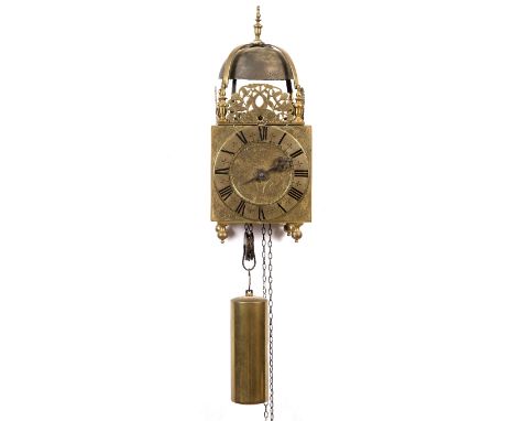 FRANCIS STAMPER, LUMBARD STREET, LONDON A late 17th Century brass lantern clock, the slightly off square floral and signed di