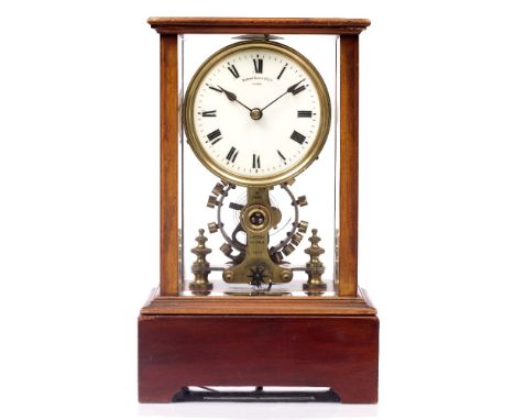 EUREKA CLOCK CO LTD, LONDON A mahogany five glass mantel clock with signed enamel Roman dial, the movement numbered 7685, pat