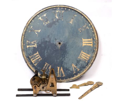 BALLIOL COLLEGE SPORTS PAVILION CLOCK The 30" diameter faded black painted copper convex dial with gilt Roman numerals and gi