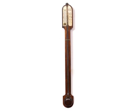 A VICTORIAN ROSEWOOD STICK BAROMETER the ivory register signed Bryson, 60 Princes St., Edinburgh, with manually operated vern