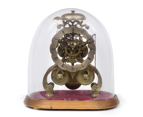 A VICTORIAN SKELETON CLOCK the silvered wavy Roman chapter ring signed R. Jones, Liverpool, the twin train chain fusee moveme