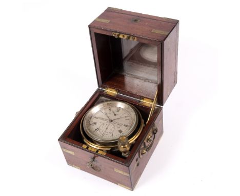 A VICTORIAN TWO DAY MARINE CHRONOMETER the silvered Roman dial signed R. A. Jones & Sons Ltd, Watch and Clock Makers, Southen