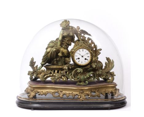 A 19TH CENTURY FRENCH CLOCK the white enamel Roman dial with twin train Marti movement, outside count wheel bell strike, the 