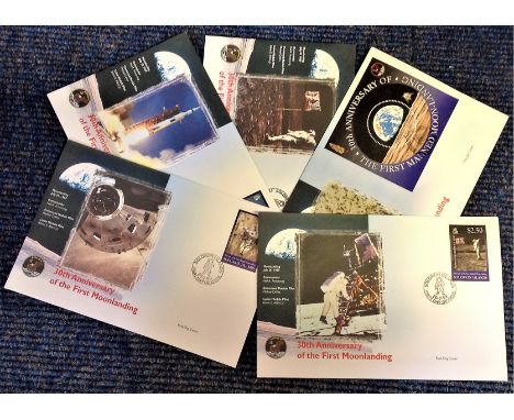 Space FDC collection 5 superb 30th Anniversary of the Apollo II First Moonlanding commemorative covers PM Solomon Islands Fir