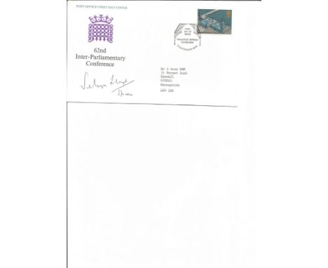 Selwyn Lloyd former Speaker in Commons signed 1975 Parliamentary Conference FDC, with letter from Speakers House from secreta