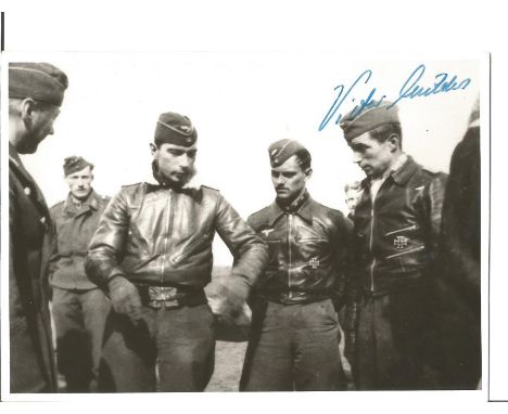 WW2 Luftwaffe fighter ace Viktor Molders KC 80 missions in Battle of Britain signed 6 x 4 inch b/w portrait photo in uniform 