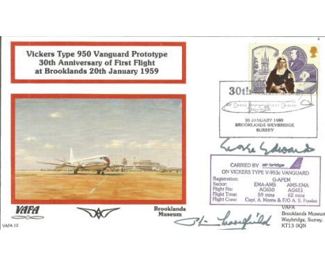George Edwards and one other signed Vickers Type 950 Vanguard Prototype 30th anniv of First flight at Brooklands 20th January