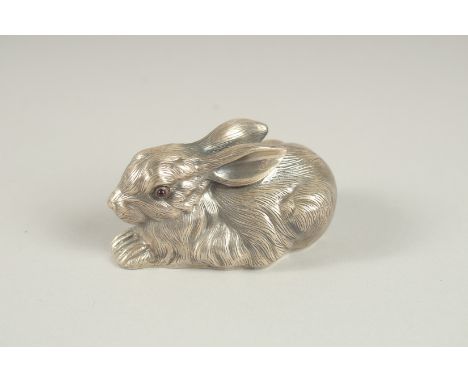 A RUSSIAN SILVER RABBIT. 6.5cms long. Mark: Head 88 Faberge LP. Weight: 62 grms.