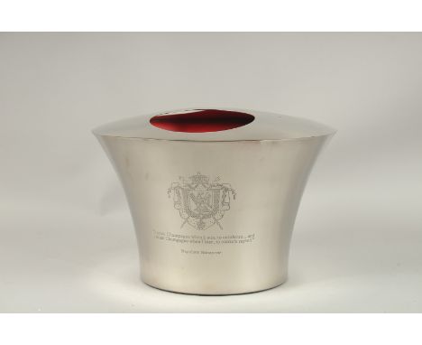A NAPOLEON SILVER PLATE THREE BOTTLE CIRCULAR WINE COOLER. 37cms diameter.