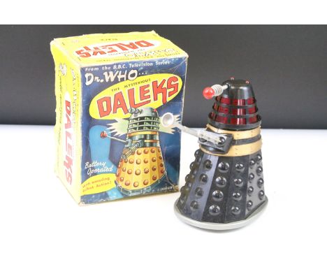 Boxed Marx Toys Doctor Who &amp; The Mysterious Daleks battery operated black Dalek, complete and in gd-vg condition, box fai