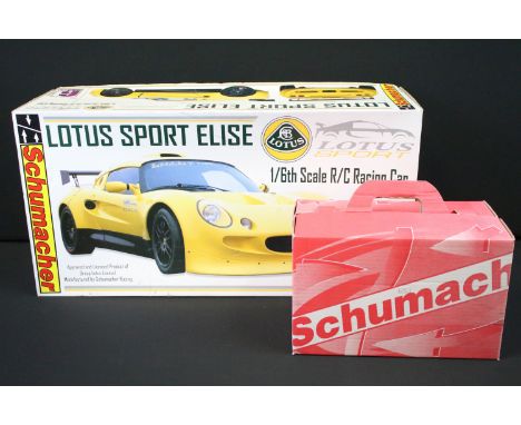 Boxed 1/6 scale Lotus Sport Elise Big 6 R/C Racing Car with green removable plastic body, in vg condition and complete with c