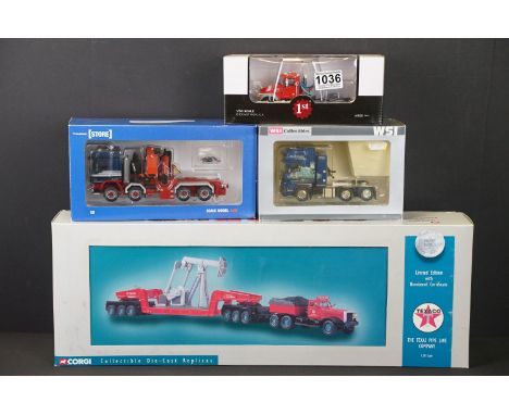 Collection of four boxed 1/50 scale haulage diecast models to include First Gear Mack Granite MP Engine Series Tractor, WSI M