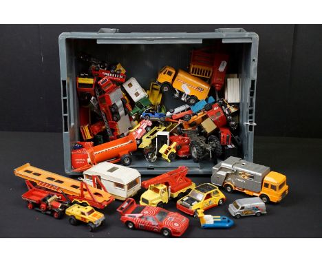 Collection of around 40 diecast models to include examples from Corgi, Britains, Matchbox, etc featuring Corgi Revopak Refuse