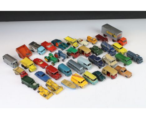 Around 40 play worn mid 20th C Matchbox 75 Series diecast models to include road and commercial examples featuring Major Pack