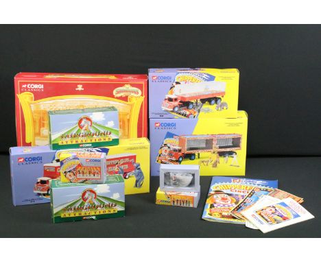 Collection of eight Corgi ltd edn Fairground Attractions, The Showmans Range and Chipperfield Circus diecast models to includ