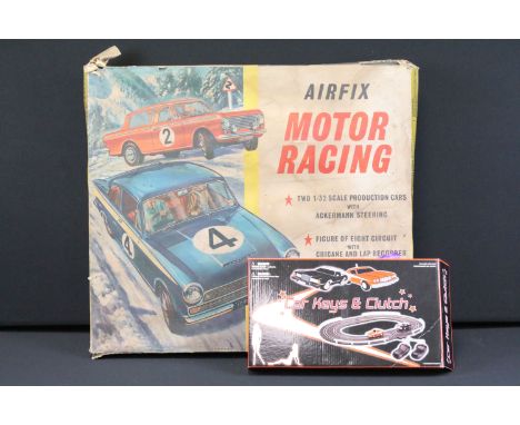 Boxed Airfix Motor Racing model set No. M.R. 185, all appearing complete with relevant 1/32 scale cars, track and lap recorde