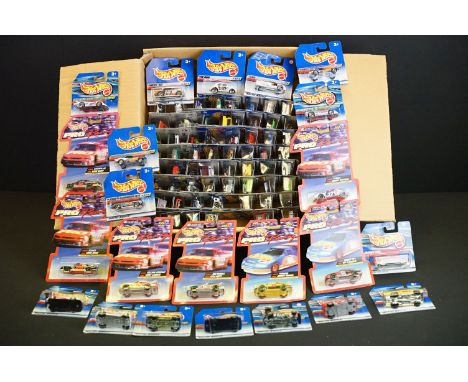 Around 84 carded Mattel Hot Wheels diecast models featuring Pro Racing 1997 Editions, appearing vg and some ex 