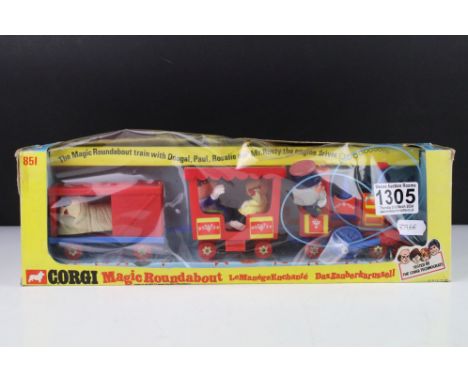 Boxed Corgi Magic Roundabout 851 Train complete with all four figures (Dougal, Paul, Rosalie and Mr Rusty the engine driver, 