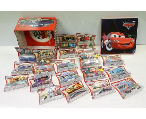 20 Carded Mattel Disney Pixar The World of Cars twin pack diecast model sets, all ex, contained with a Cars storage box 