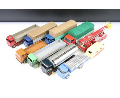 Nine mid 20th C diecast commercial models to including Dinky, Tekno and Corgi featuring Tekno Ford D-800, some reconditioning