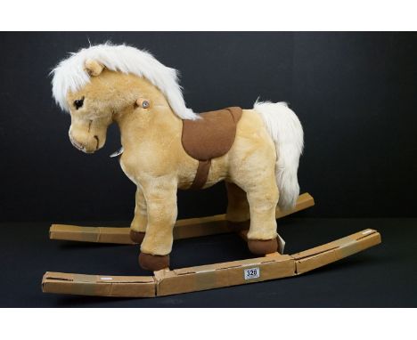 Steiff Rocking horse Franzi Model (048906) 70cm high Blonde plush on bow rockers engraved with Steiff, appearing unused frame