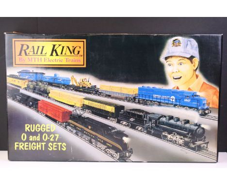 Boxed Rail King by MTH Electric Trains O gauge RK-026 Norfolk &amp; western 0-8-0 Steam Loco Hopper Car Set, complete and ex 