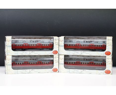 Set of four boxed EFE Exclusive First Editions diecast model trains to include 1938 London Tube Stock Trailer Carriage 'North