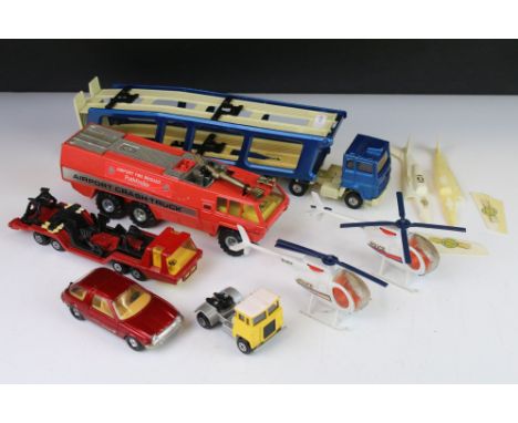 Collection of seven diecast models to include 2 x Police helicopters, Corgi Major Chubb Pathfinder Airport Crash Truck, Corgi