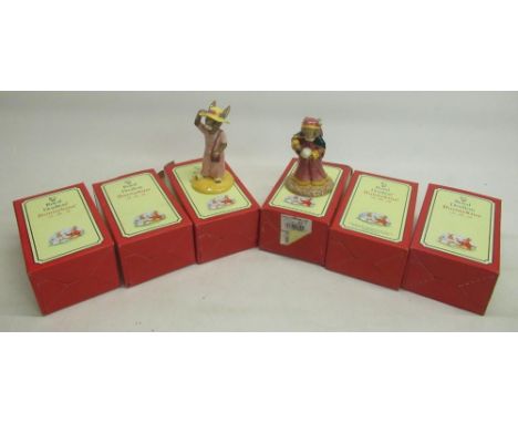 Six Royal Doulton Bunnykins figures - Sightseer DB215 H10.5cm, Boy Skater DB1952 H10cm, Girl Skater DB153, Billy &amp; Buntie
