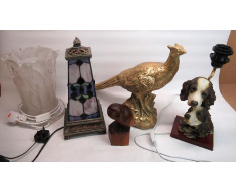 Widdop Bingham &amp; Co Ltd moulded resin equestrian table lamp H31cm, Charles Rennie MackIntosh inspired table lamp H40cm, P