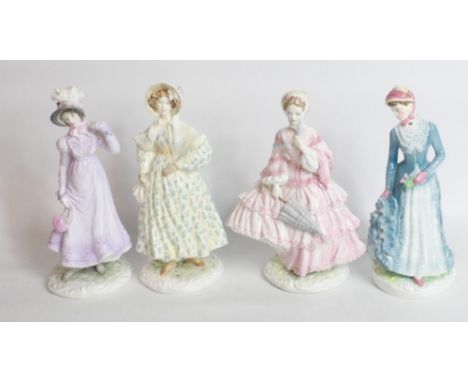 Four Royal Worcester The Victoria &amp; Albert Museum - Walking Out Dresses Of The C19th - 1818: The Regency 169/9500, H25cm,