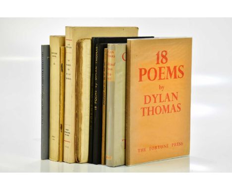 THOMAS (D), 18 POEMS, burgundy cloth with unclipped yellow jacket with red letting, The Fortune Press, 1934; another copy pri