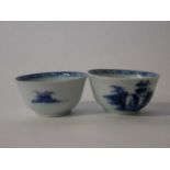 Pair of Nanking cargo tea bowls with blue and white decoration and Christie's label to base