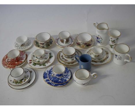 Group of miniature cups and saucers and other wares by Coalport, Royal Worcester and others