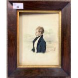 Circa 19th century, Regency period, A naval figure, watercolour, 15x20cm, framed and glazed