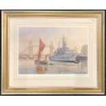 After Frank Shipsides (1908-2005), Tower Bridge, London, chromolithograph, signed in pencil,