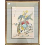 Chinese School, circa 20th century, watercolour and gouache on silk with calligraphy and stamp,