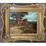 Abel Hold (1815-1891), Rural landscape with a pony and dead game, oil on canvas, signed and dated