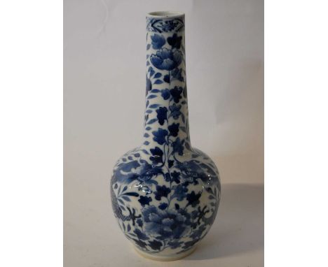 19th century Chinese porcelain vase decorated with dragons and floral sprays, 25cm high, 4 character Kangxi mark to base but 