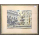 John H. Markham (British, 20th century), Square at St. Bartholomew's Hospital, watercolour and