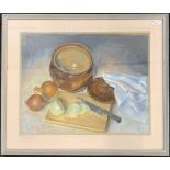 Margaret Bee (British, 20th/21st century), Still life with onions, pastel on paper, signed, 40x52cm,