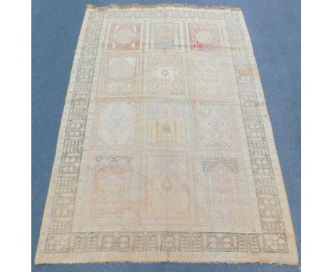 Kayserie Flosch Felderteppich. Türkei. Antik.287 cm x 192 cm. Handgeknüpft. Circa 100 - 140 Jahre  alt. Zustand siehe Fotos. 